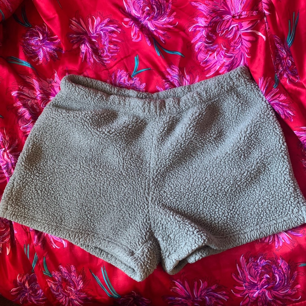 Soft plus size grey teddy bear booty shorts